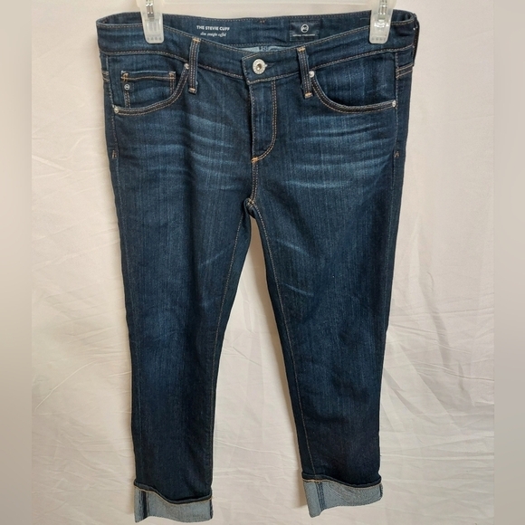 AG ADRIANO GOLDSCHMIED BLUE JEANS SLIM STRAIGHT 27 CROPPED THE STEVIE CUFF - Picture 5 of 16
